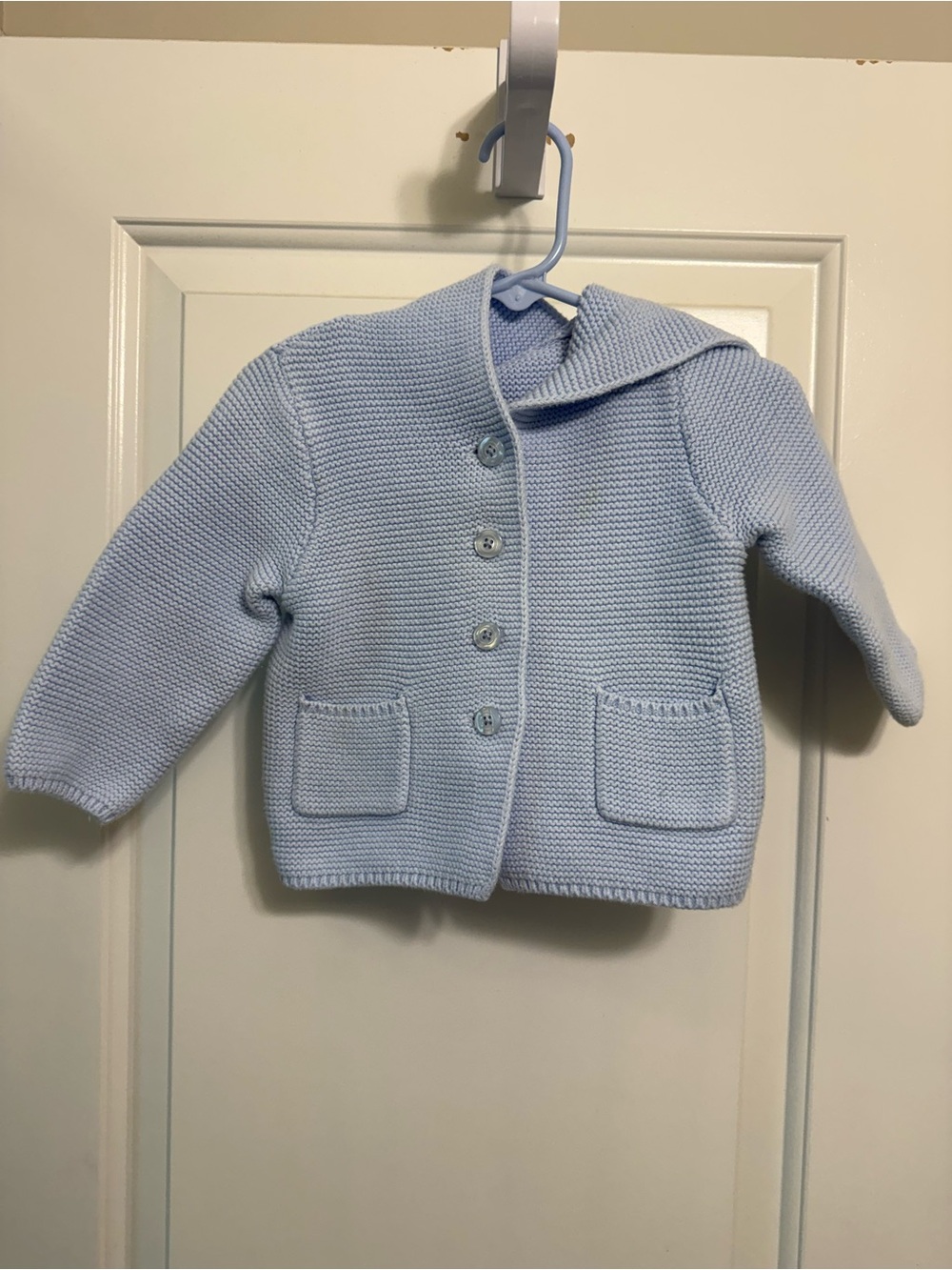GAP Light Blue Knit Baby Bear Hooded Cardigan